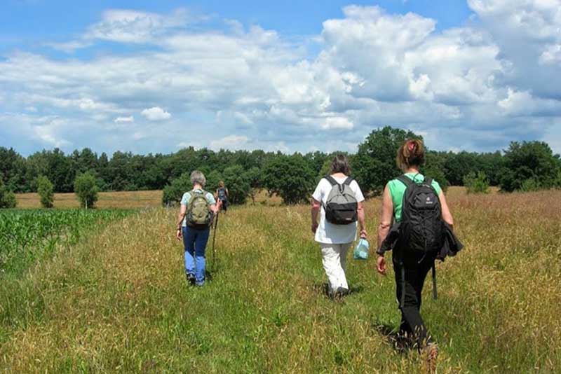 Fastengruppe in weiter Naturlandschaft